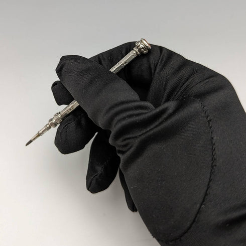 アンティーク シャープペンシル シルバープレート ガラス装飾 伸縮式63-81mm